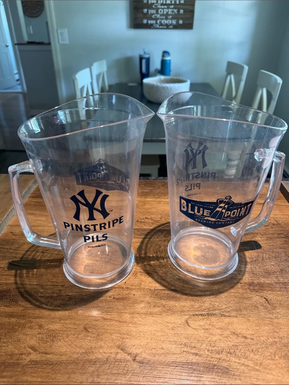 PLASTIC NY YANKEES BEER PITCHERS by BLUE POINT BREWING